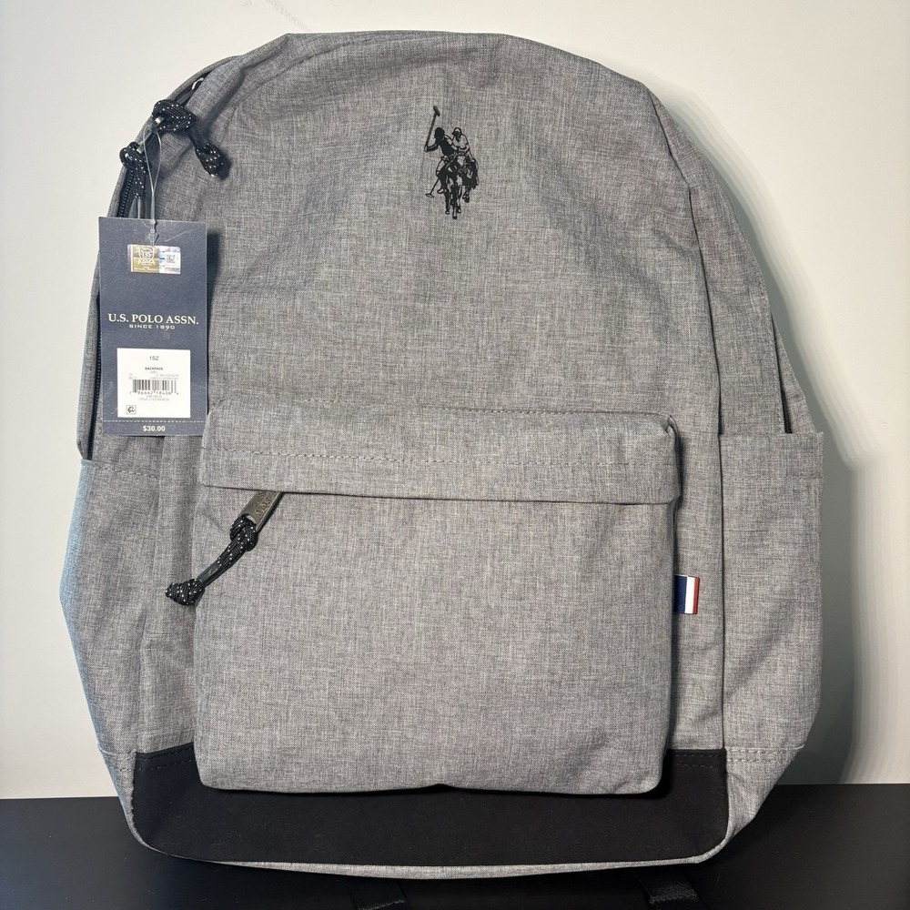 U.S. Polo Assn Gray Backpack 18" School Bookbag Laptop NWTU.S. Polo Assn Gray...